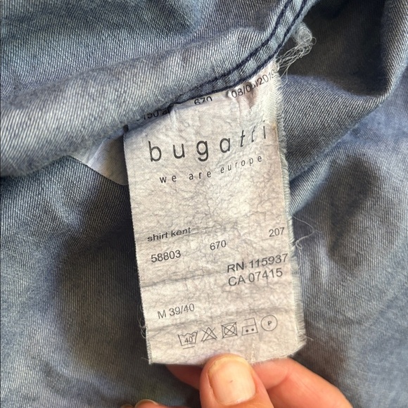 Bugatti | Dark Blue Hawaiian Themed Long Sleeve Button Up Shirt Size Medium - Picture 3 of 14